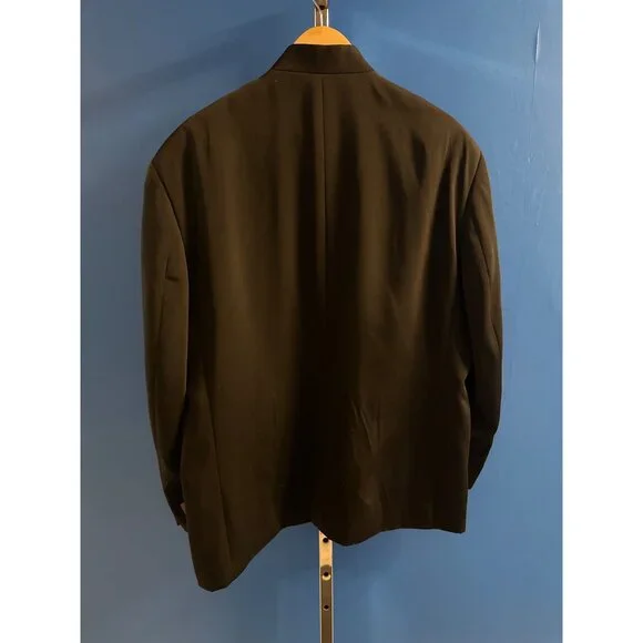 Vittorio St. Angelo Mens Black Mandarin Collar Blazer 46S 40W 100% Polyester